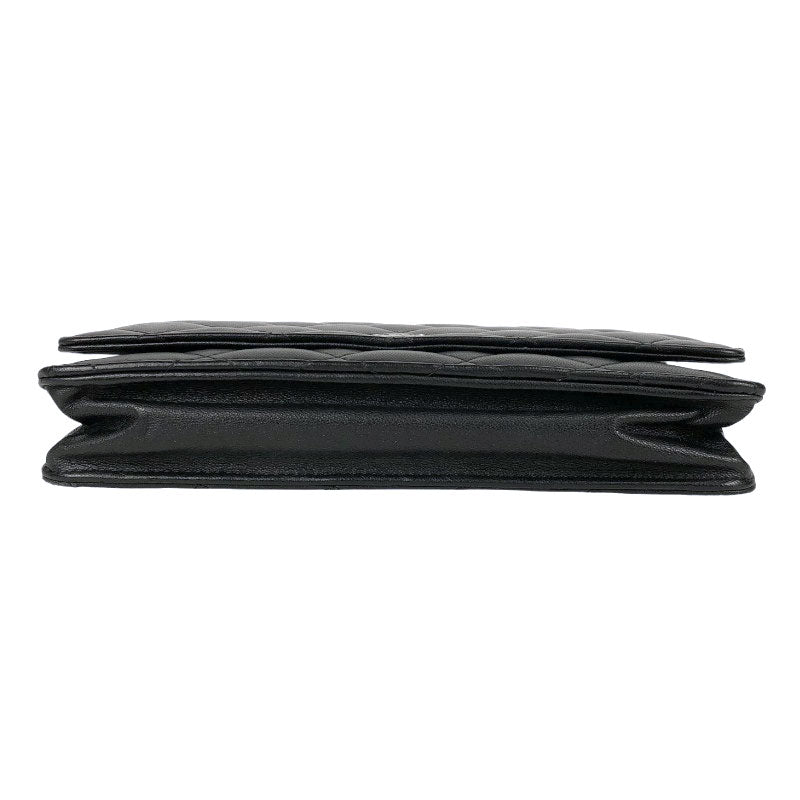 Chanel Classic Chain Wallet Shoulder Bag Black Silver