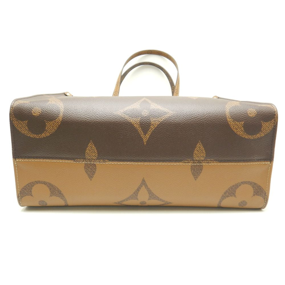 Louis Vuitton Monogram Reverse On The Go MM Tote Bag Brown