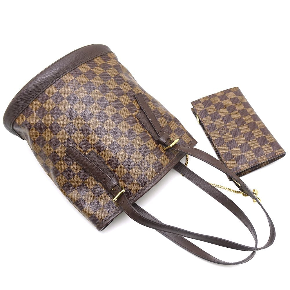 Louis Vuitton Damier Marais Ebene Shoulder Bag Brown