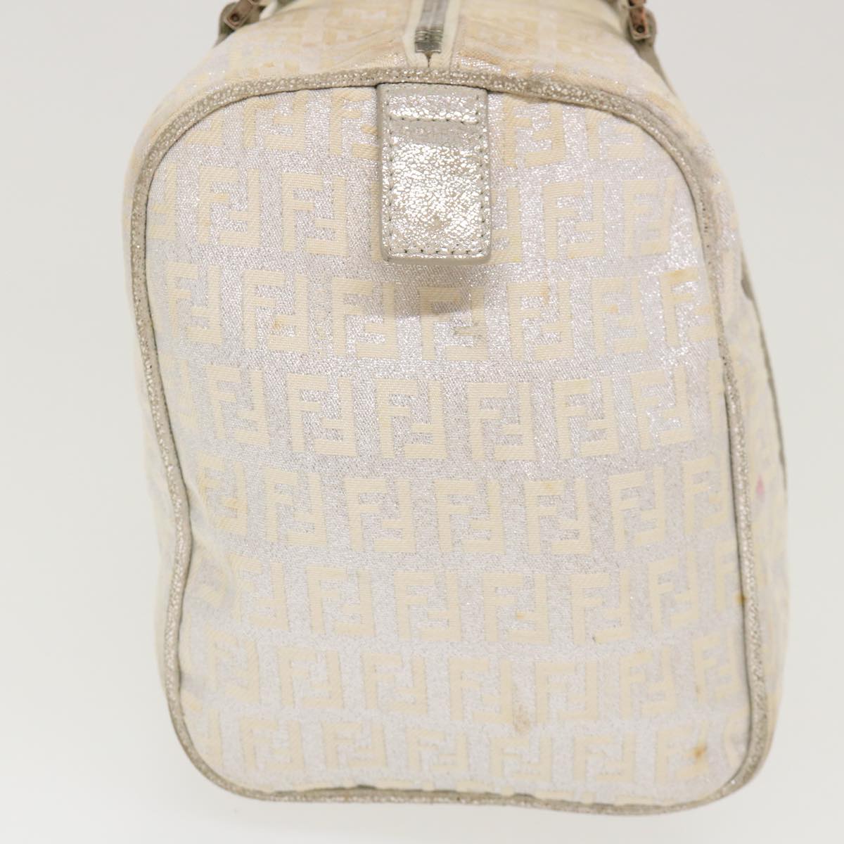 FENDI Zucchino Canvas Hand Bag Silver  40060