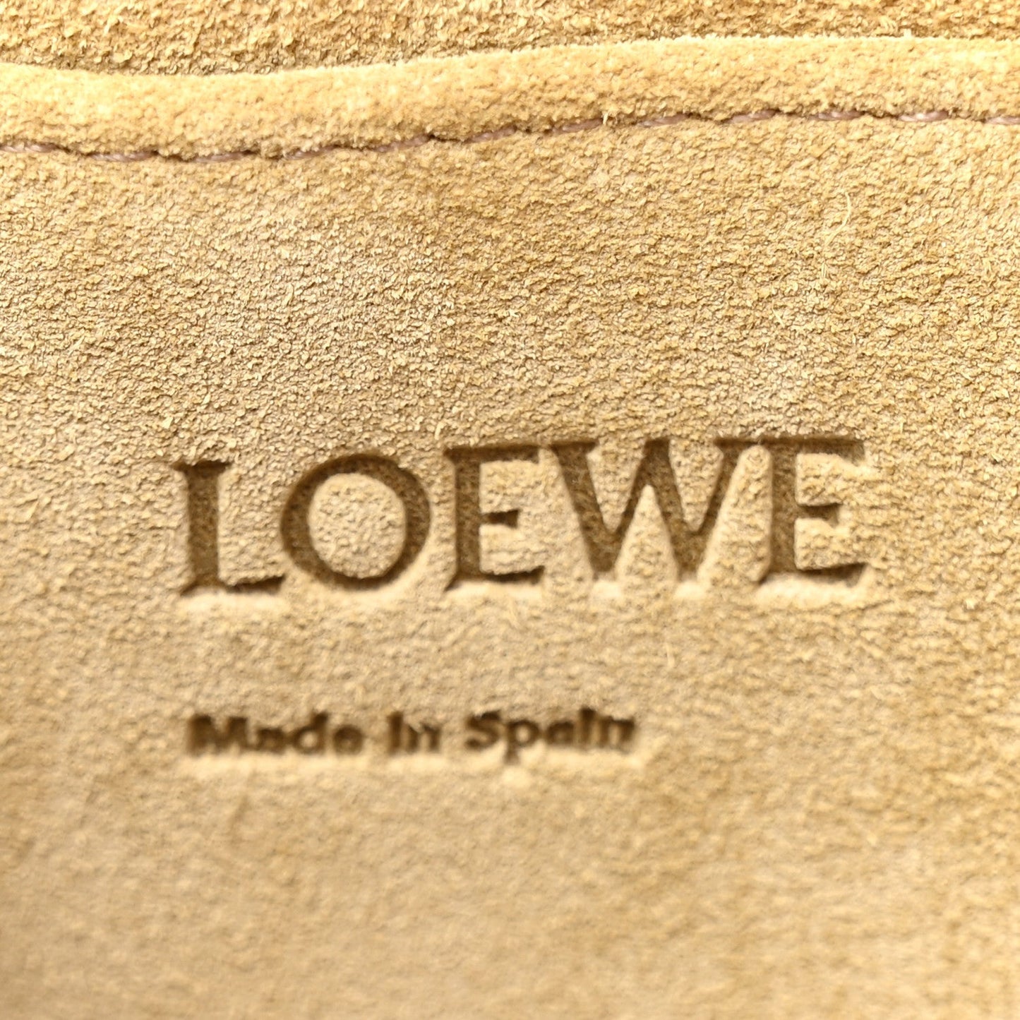 Loewe Calfskin Suede Gate Belt Bag Gold Tan