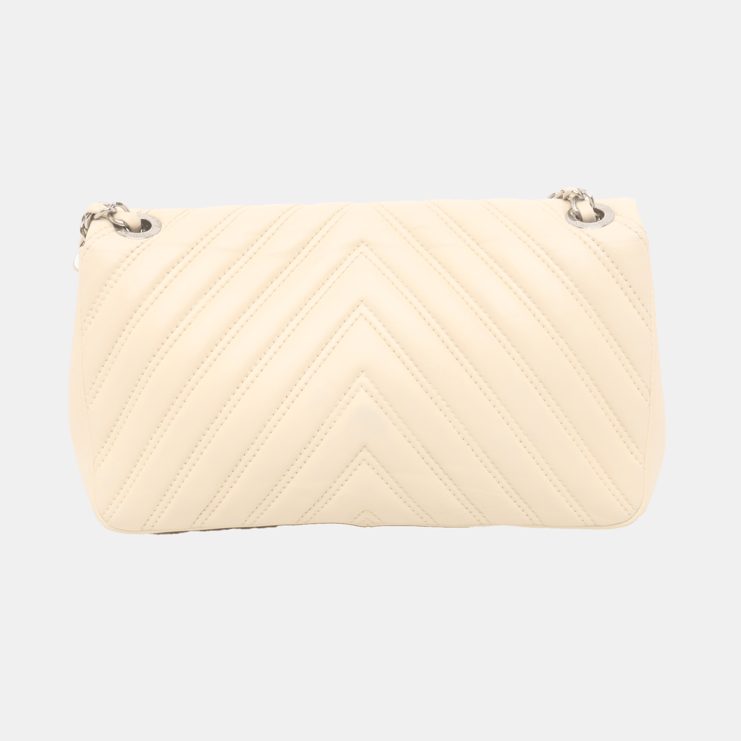 Chanel Classic Flap Medium Chevron Beige Quilted Lambskin Leather, 2015
