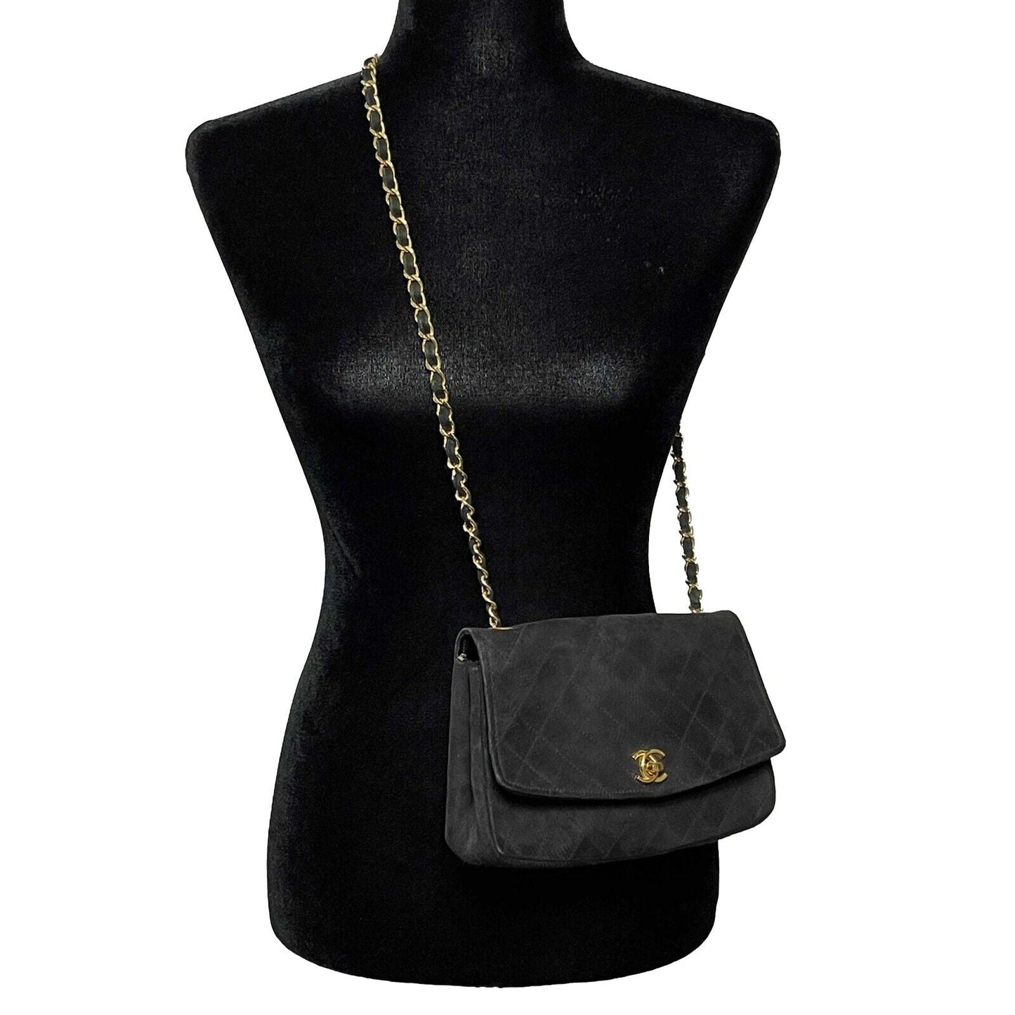 CHANEL -   Suede Medium Flap Bag Chain CC Turnlock Crossbody