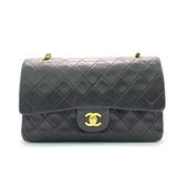 Chanel Classic Flap   Black Lambskin Leather with 24k Gold Hardware