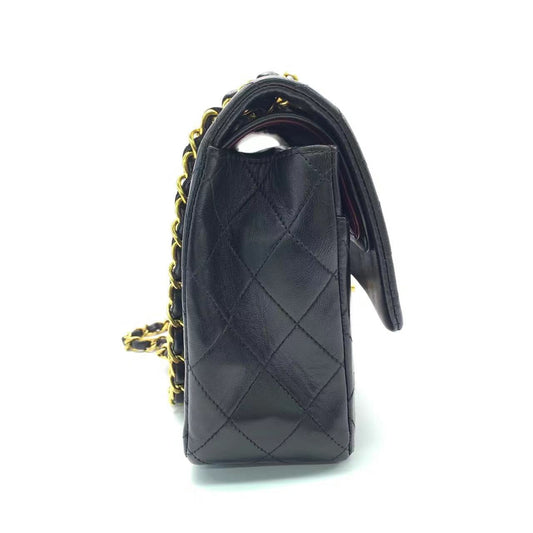 Chanel Classic Flap   Black Lambskin Leather with 24k Gold Hardware