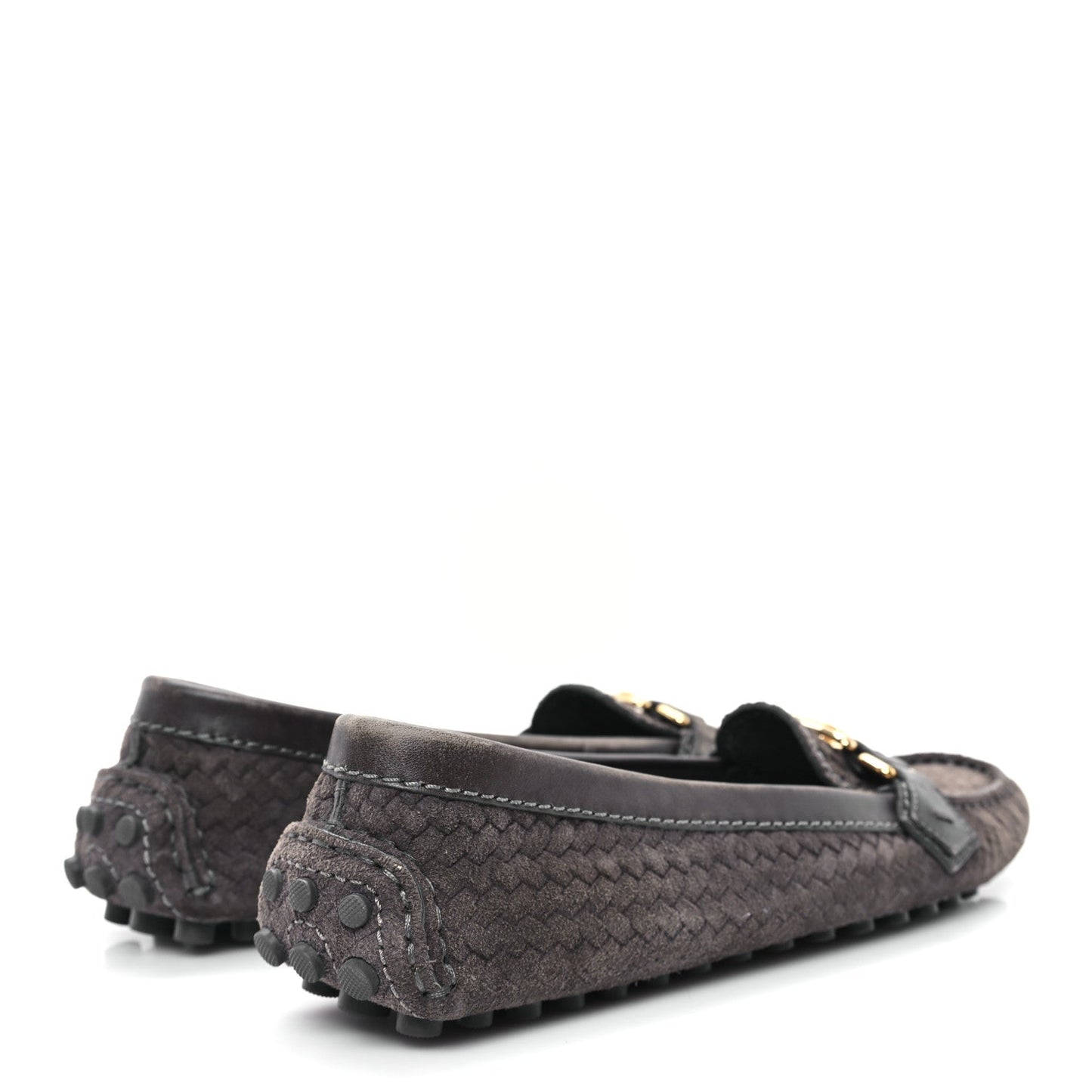 Louis Vuitton Suede Woven Oxford Loafers Brown