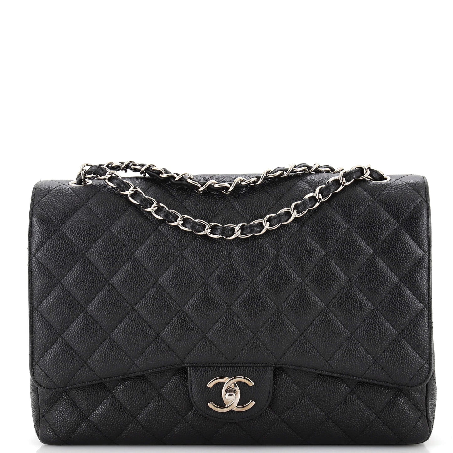 CHANEL Classic Double Flap Bag Quilted Caviar Maxi