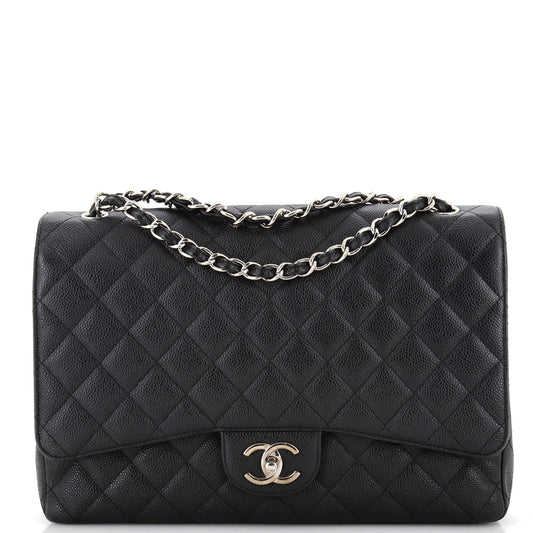 CHANEL Classic Double Flap Bag Quilted Caviar Maxi