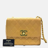 Chanel Classic Flap   Camel Caviar Leather 24k Gold Plated Giant CC Logo