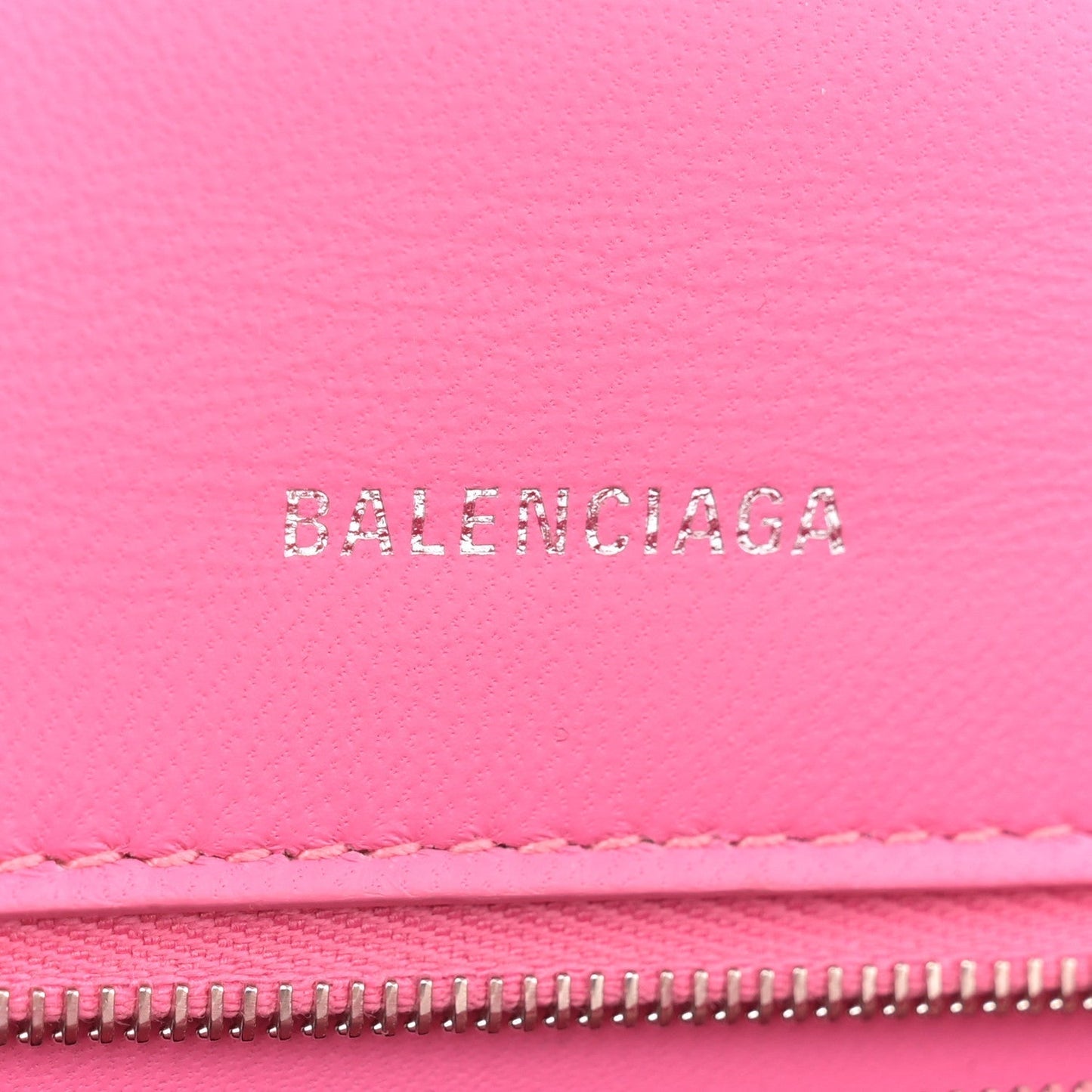 Balenciaga Shiny Calfskin Crocodile Embossed Small Hourglass Top Handle Bag Baby Pink