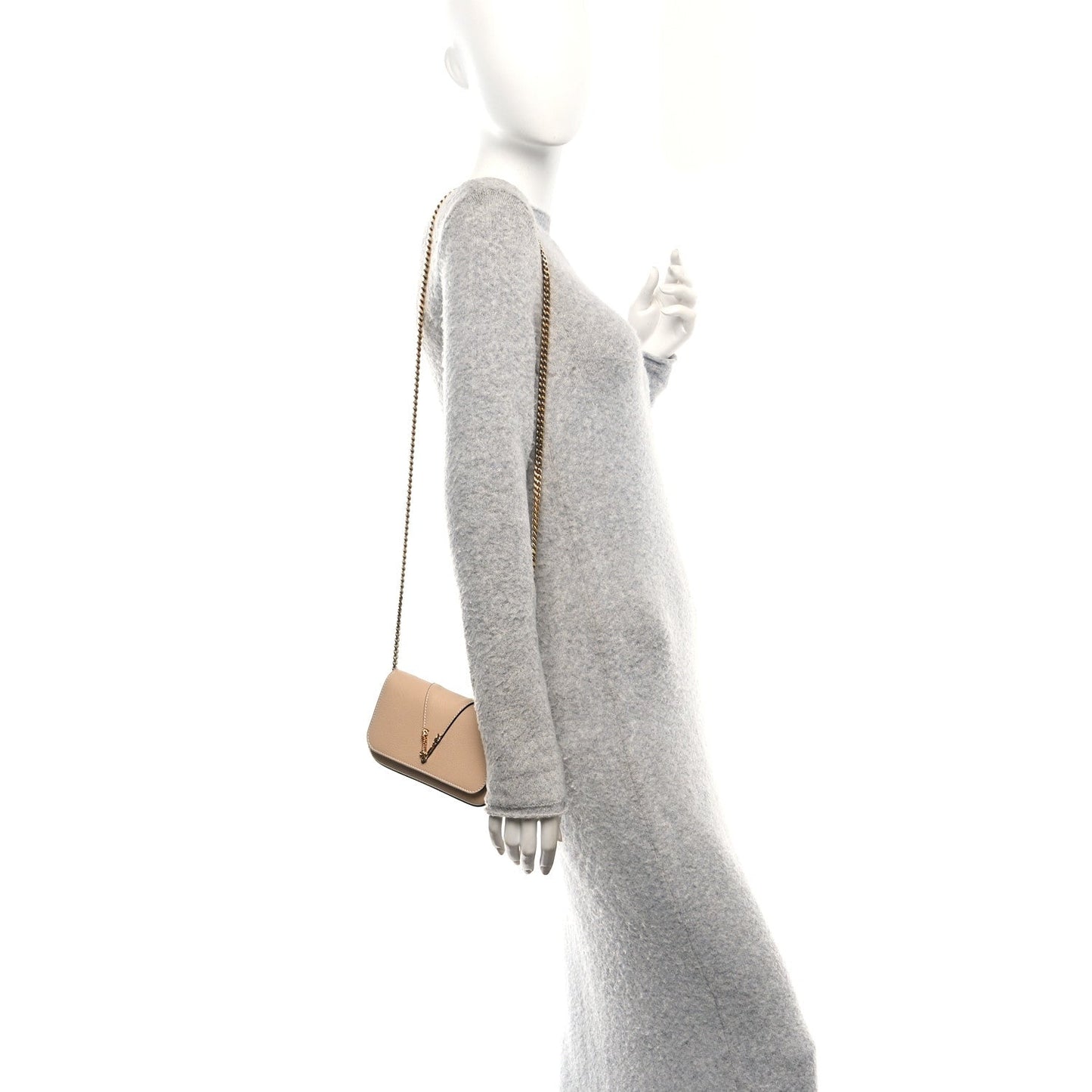 Versace Grained Calfskin Virtus Mini Chain Bag Beige