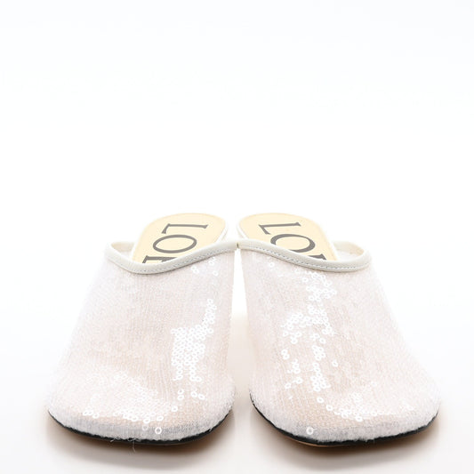 Loewe Sequin Toy Mule Pumps 35 Transparent White