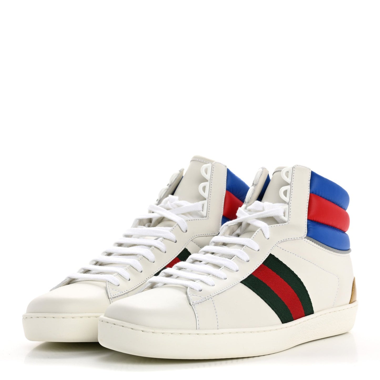Amelia Calfskin Web Mens Ace High Top Sneakers 9 White Bright Splash