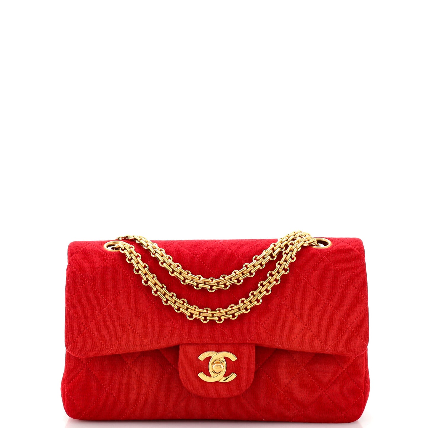 CHANEL   Reissue Chain Double Flap Bag Quilted Jersey Small