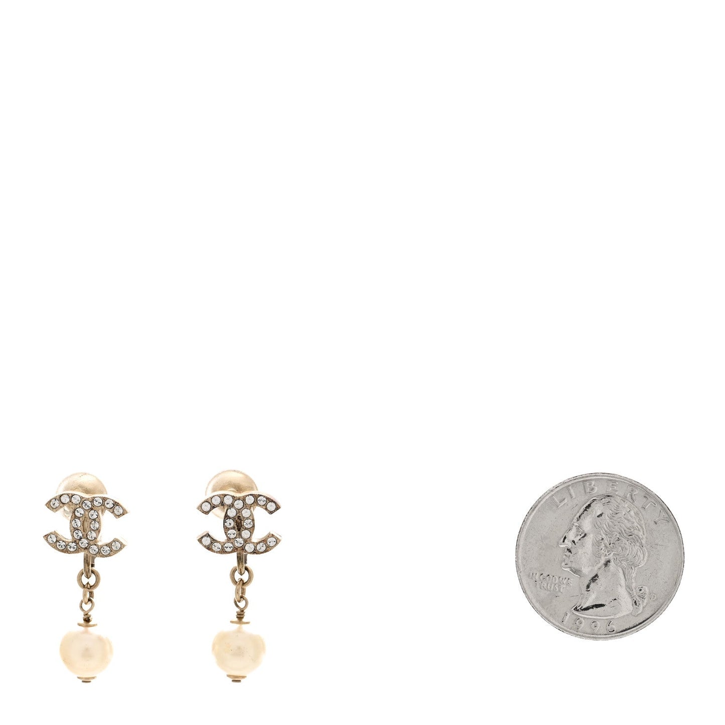 Amelia Pearl Crystal CC Drop Clip On Earrings Gold White