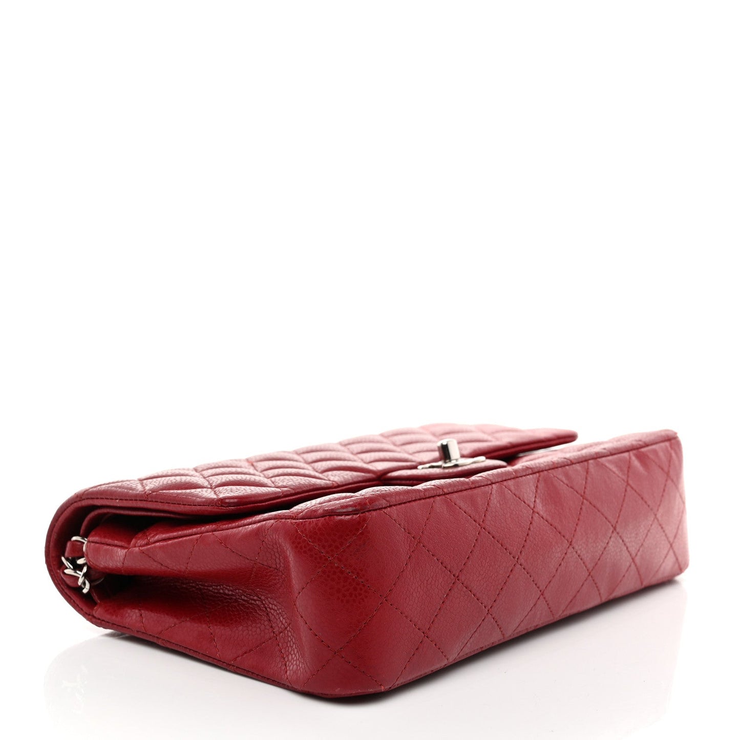 Amelia Caviar Quilted Medium Double Flap Red