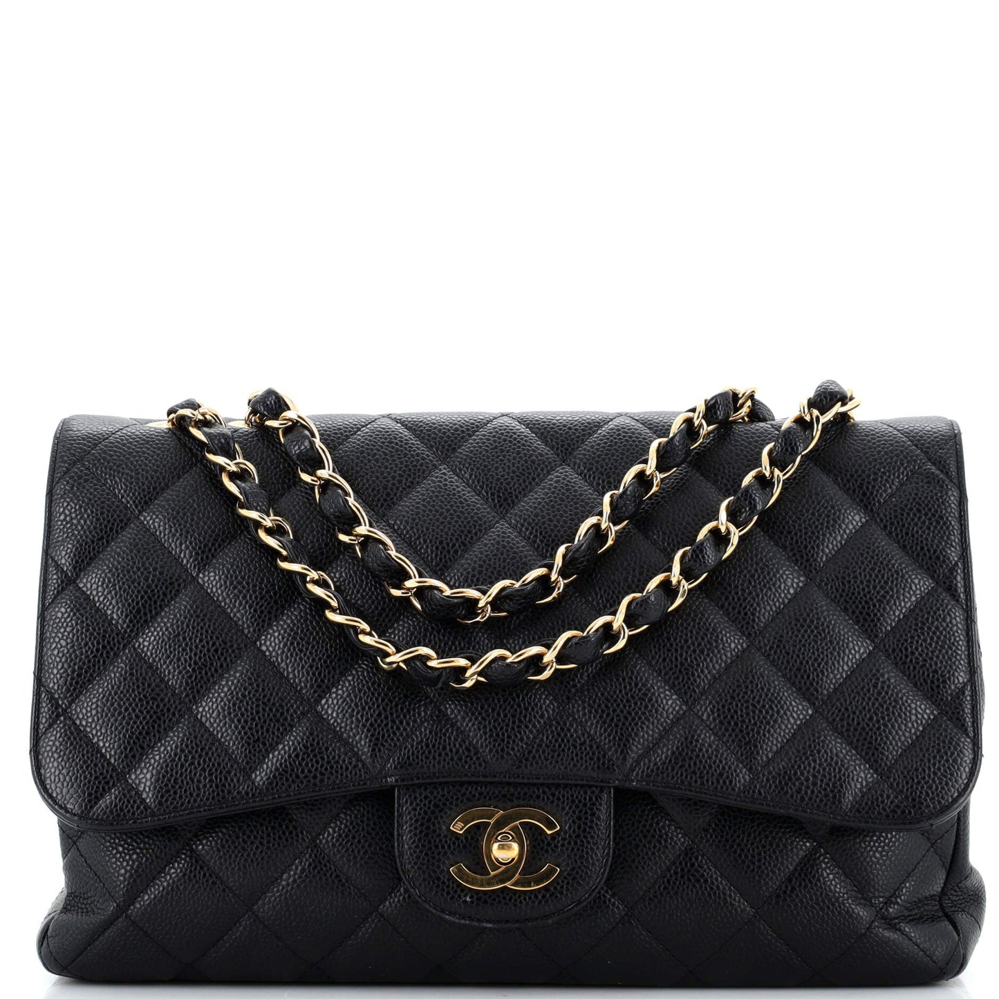 CHANEL   Classic Single Flap Bag Quilted Caviar Jumbo