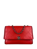Chanel Red CC Quilted Crumpled Calfskin Flap Bag 2018