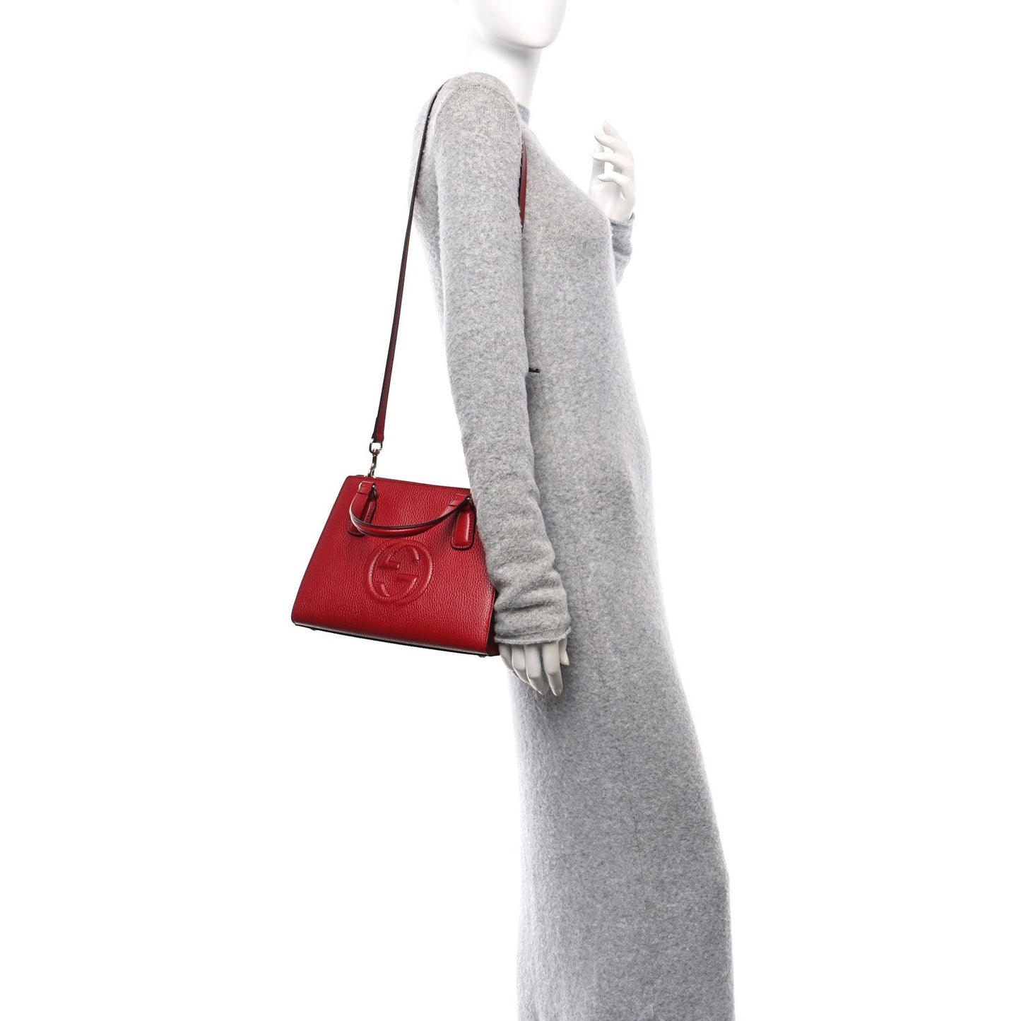 Amelia Dollar Calfskin Medium Soho Top Handle Satchel Hibiscus Red