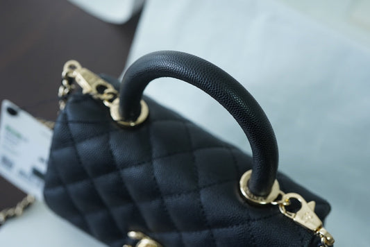 CHL -  Classic Mini Flapbag Top Handle Black For Women 7.5in/19cm