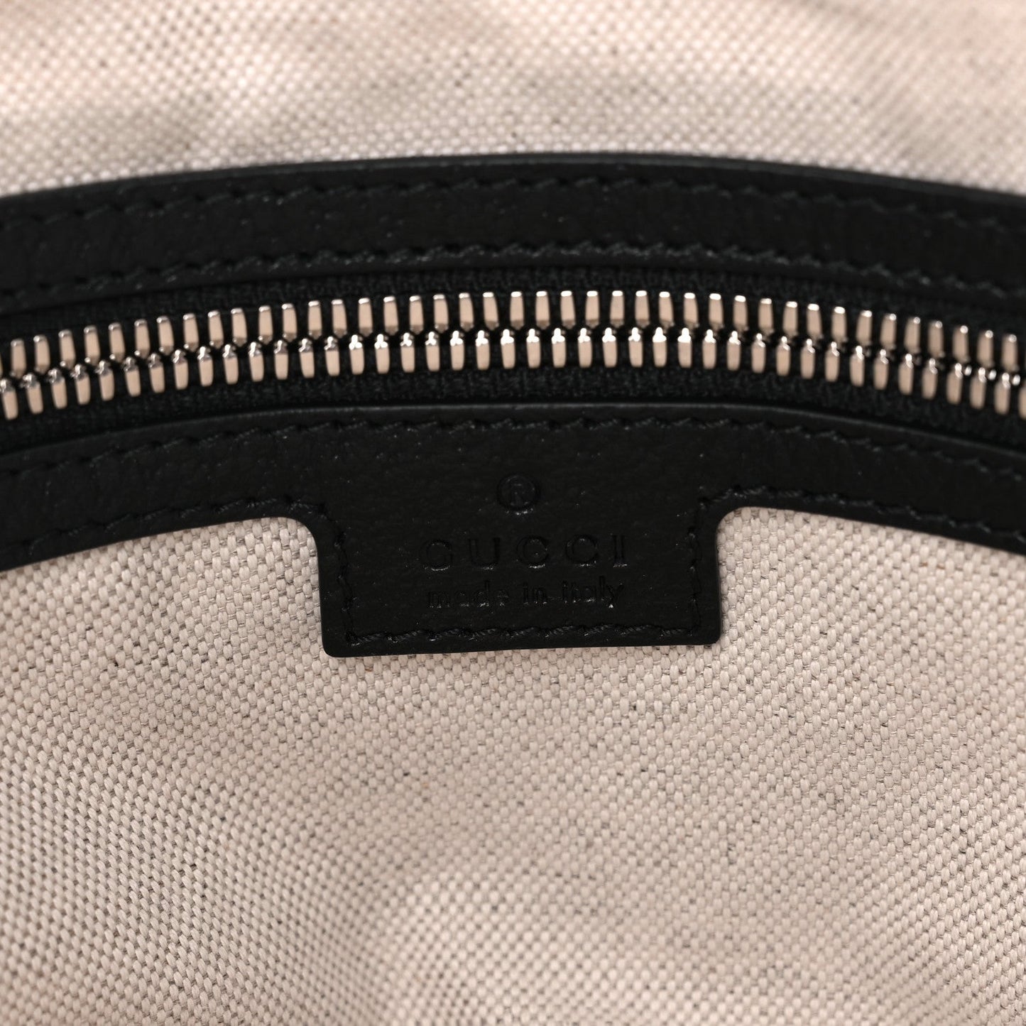 Amelia Canvas Logo Embossed Black Tote Beige