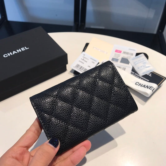 CHL -  Classic Card Holder SilAmelia- Hardware Black For Women Wallet 4.5in/11.5cm