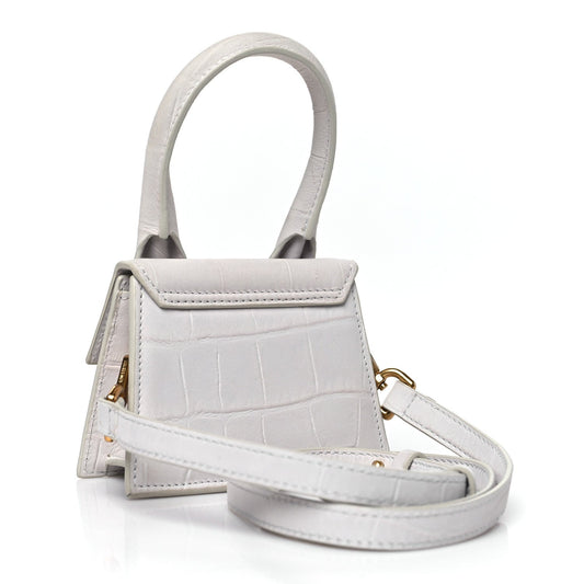 Jacquemus Suede Crocodile Embossed Le Chiquito Grey