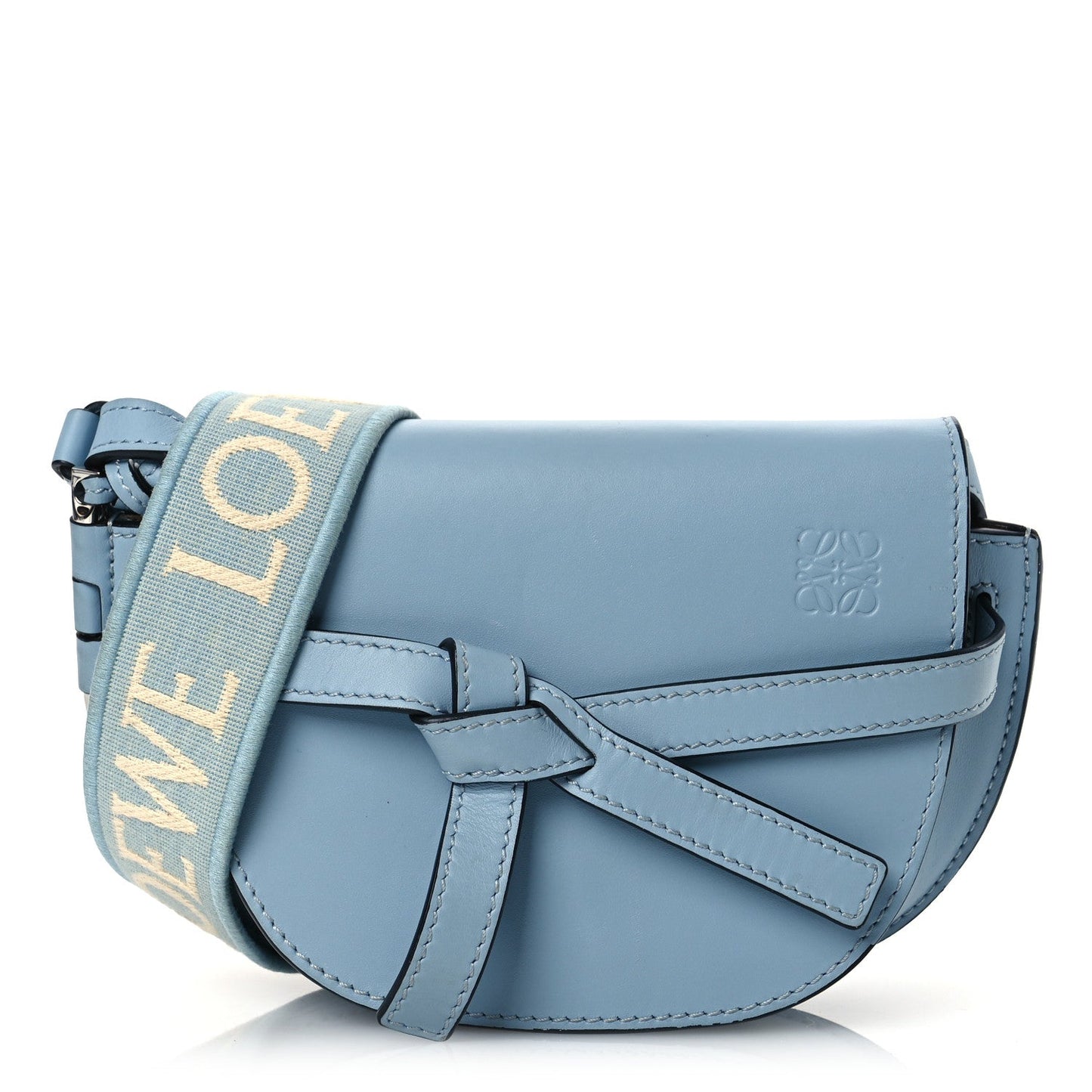 Loewe Calfskin Jacquard Mini Gate Dual Bag Dusty Blue
