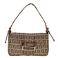 FENDI Zucchino Canvas Mini Mamma Baguette Pouch Gold Tone  45633A