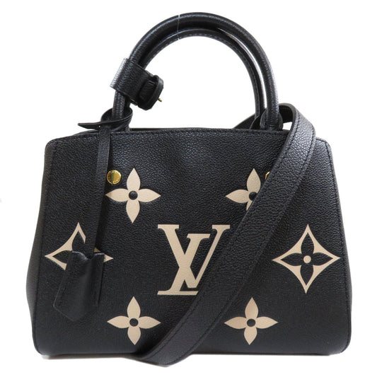 Louis Vuitton Montaigne BB Handbag Emplant Black x Beige