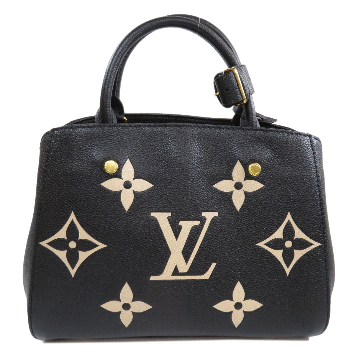 Louis Vuitton Montaigne BB Handbag Emplant Black x Beige