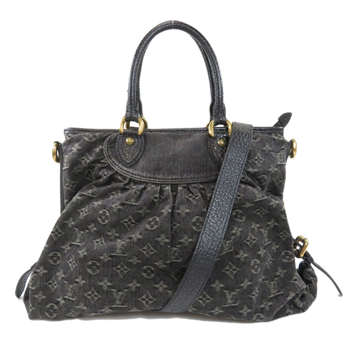 Louis Vuitton Neocaby MM Handbag Monogram Denim Black