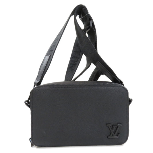 Louis Vuitton Alpha Wearable Wallet Shoulder Bag Leather Black