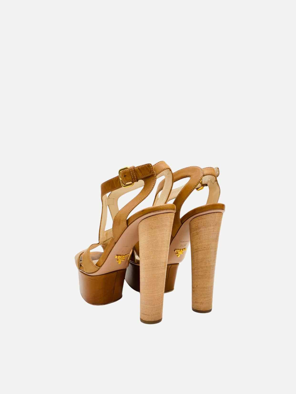 PRADA Strappy Tan Size EU 36.5 Heeled Sandals