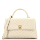 CHANEL Coco Top Handle Bag Chevron Caviar Medium
