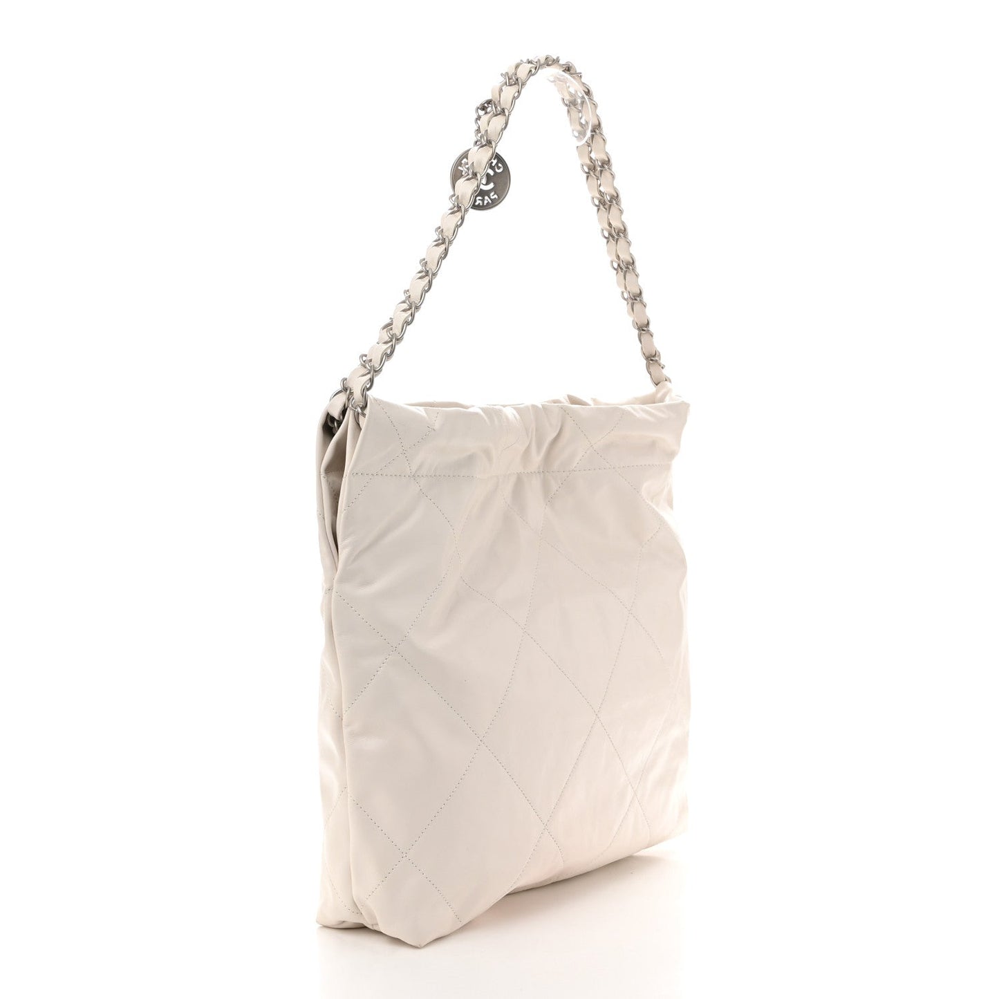 Amelia Shiny Calfskin Quilted Small 22 White