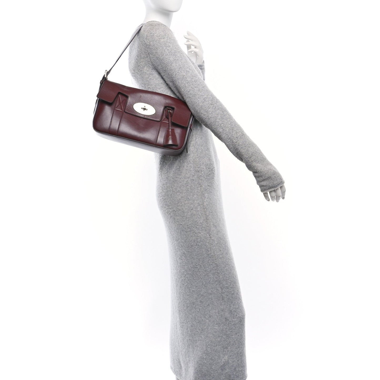Mulberry Shiny Smooth Calfskin East West Bayswater Black Cherry