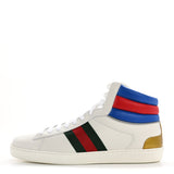 Amelia Calfskin Web Mens Ace High Top Sneakers 9 White Bright Splash