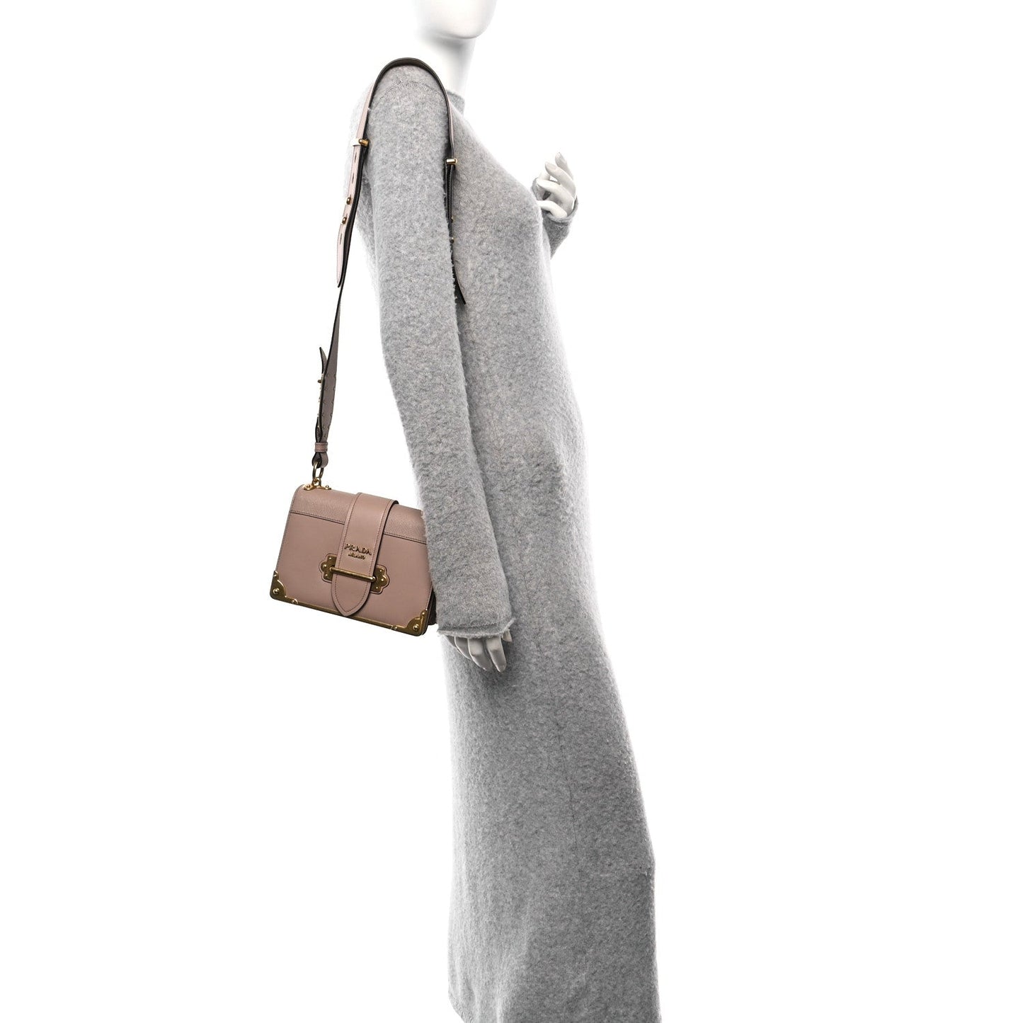 Prada City Calf Saffiano Cahier Bag Cammeo
