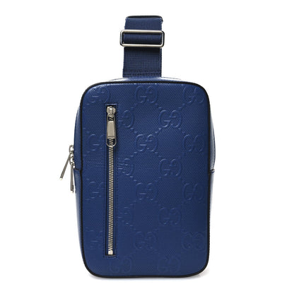 Amelia Calfskin GG Tennis Embossed Sling Backpack Blue