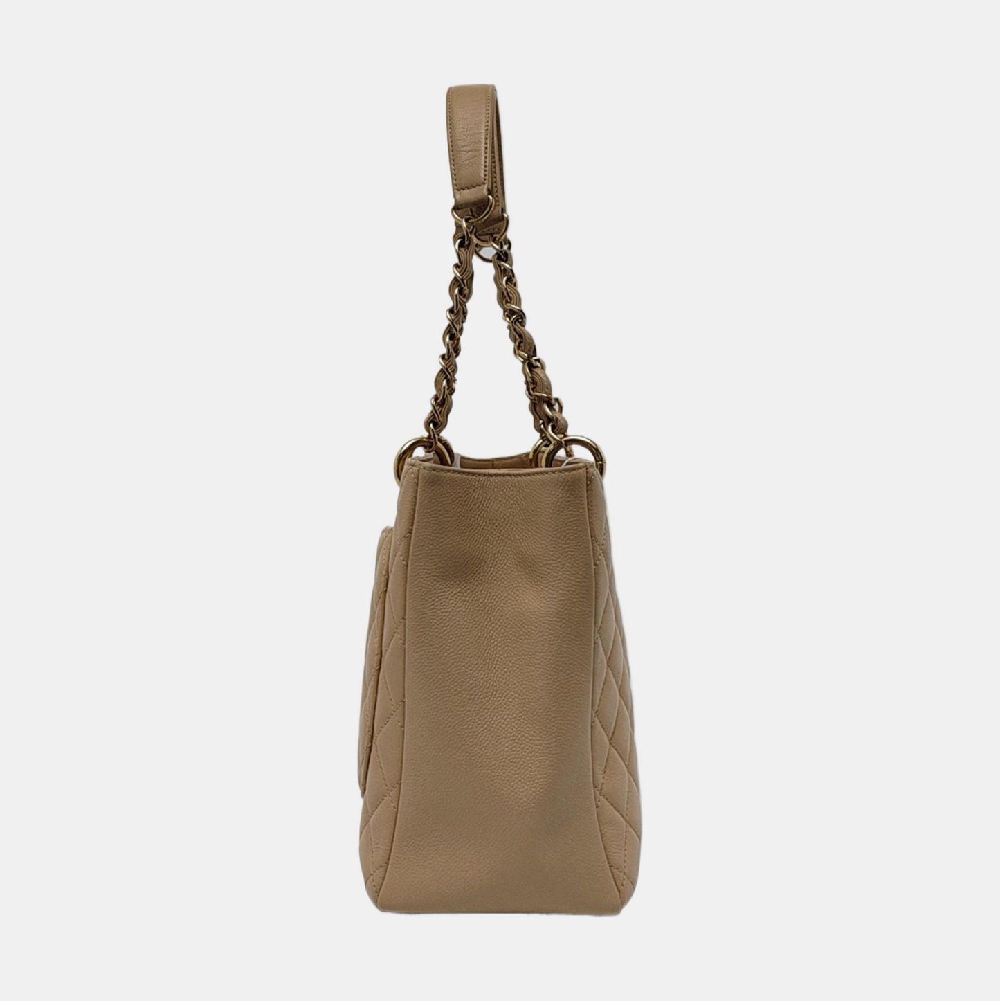 Chanel GST Grand Shopping Tote Beige Caviar Leather PM Gold Hardware