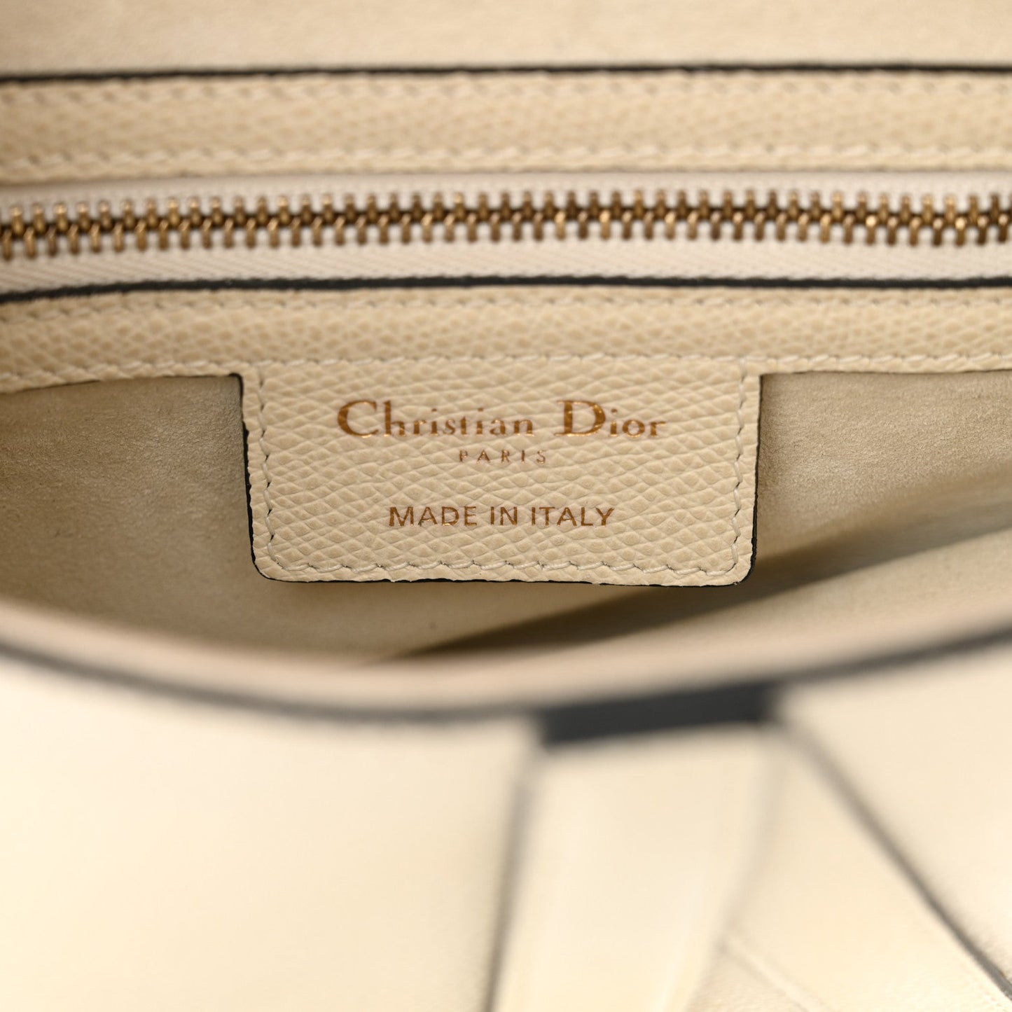 Christian Dior Grained Calfskin Saddle Bag White