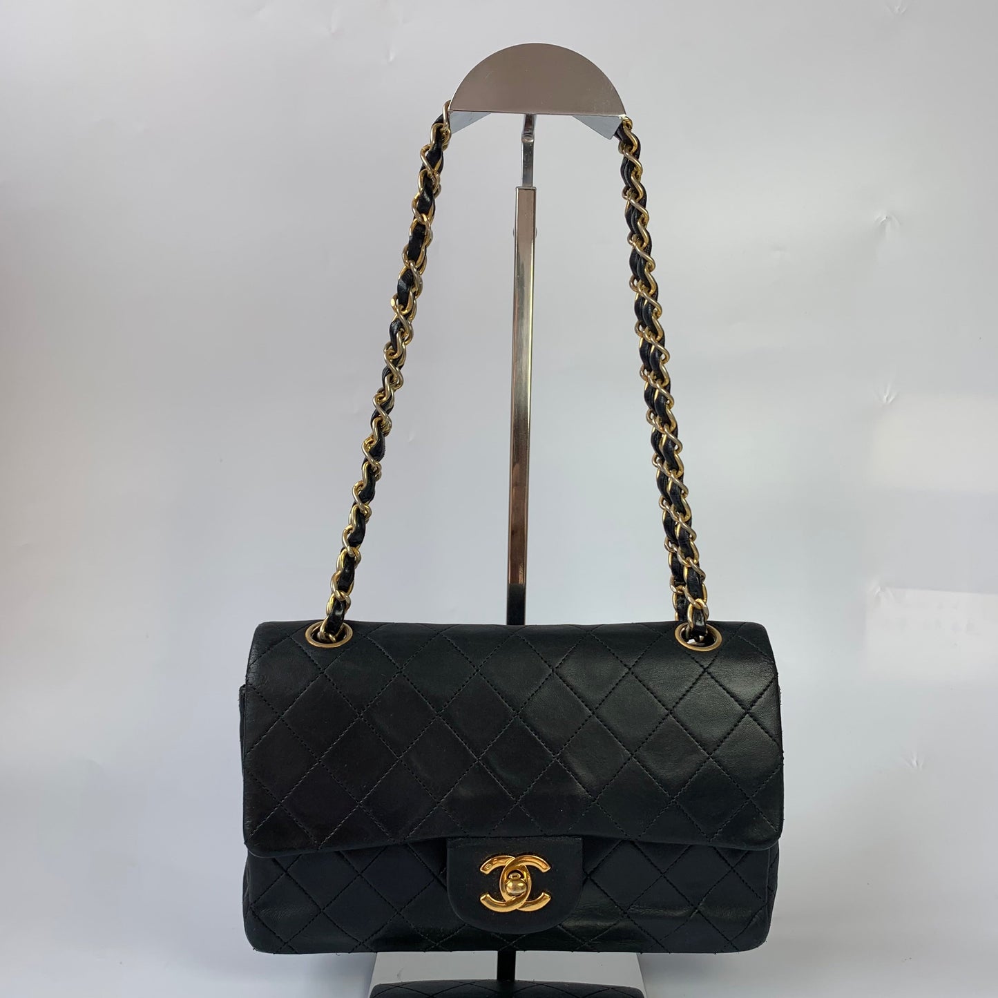 Chanel Classic Flap   Black Lambskin Leather with 24k Gold Hardware, 1989-1991