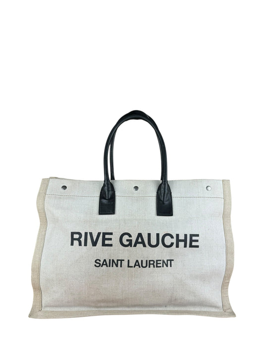 Saint Laurent Beige Canvas Rive Gauche Tote Bag