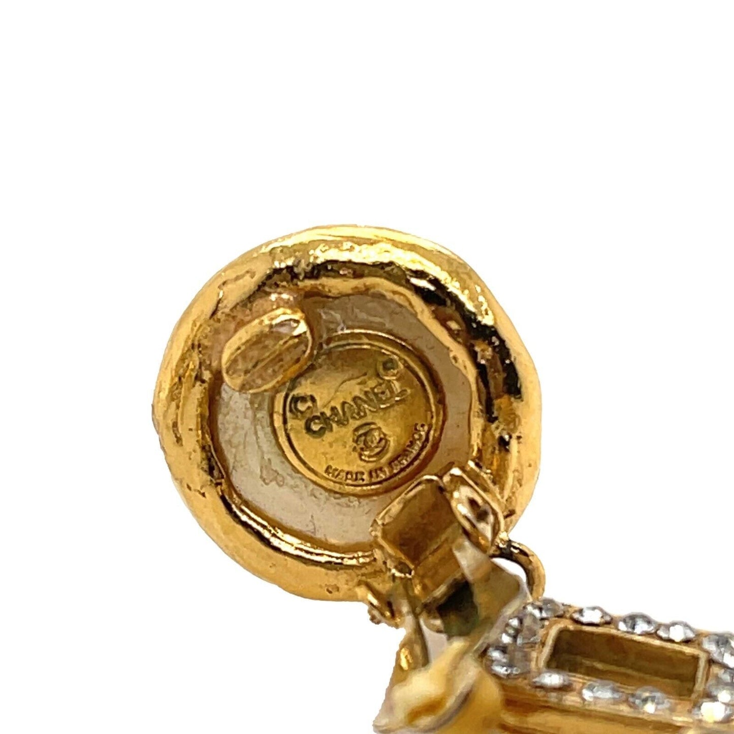 CHANEL    1970s Faux Pearl Medallion CC '' Clip-On Earrings