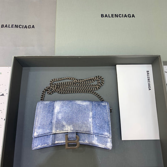 BLN-Ciaga Downtown Small Shoulder Bag With Chain Blue Washed, For Women,  Bags 11.8in/30cm