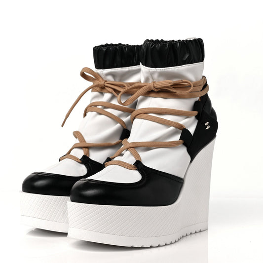 CHANEL RUNWAY WEDGE PLATFORM BOOTS