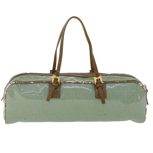 FENDI Zucchino Canvas Hand Bag Coated Canvas Light Blue  48018