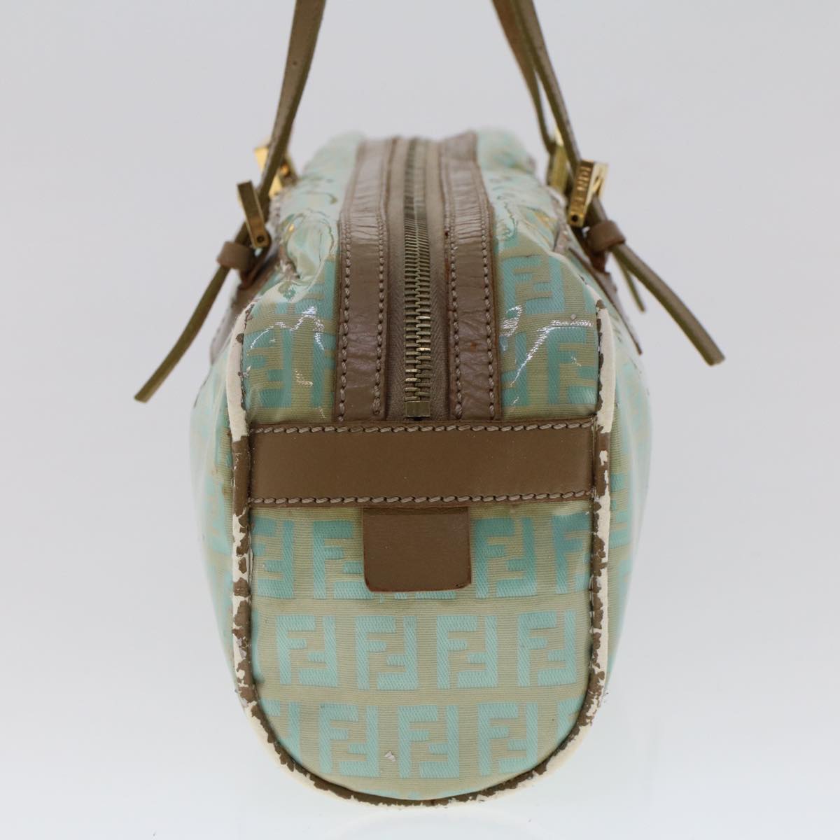 FENDI Zucchino Canvas Hand Bag Coated Canvas Light Blue  48018