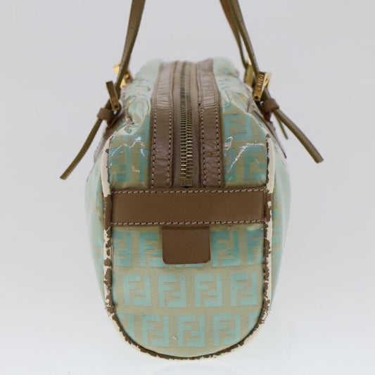 FENDI Zucchino Canvas Hand Bag Coated Canvas Light Blue  48018